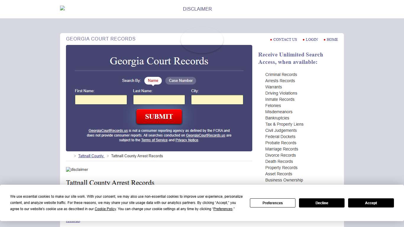Tattnall County Arrest Records | GeorgiaCourtRecords.us